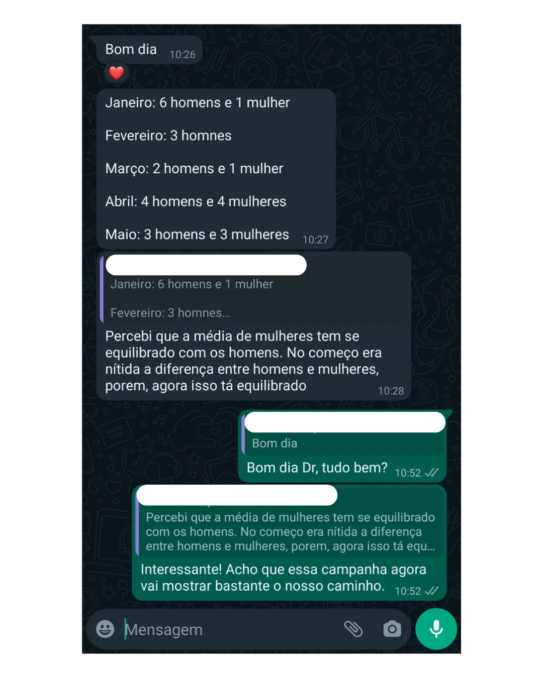 Depoimento real de cliente Motus Marketing: Presença digital profissional — captura de tela do WhatsApp