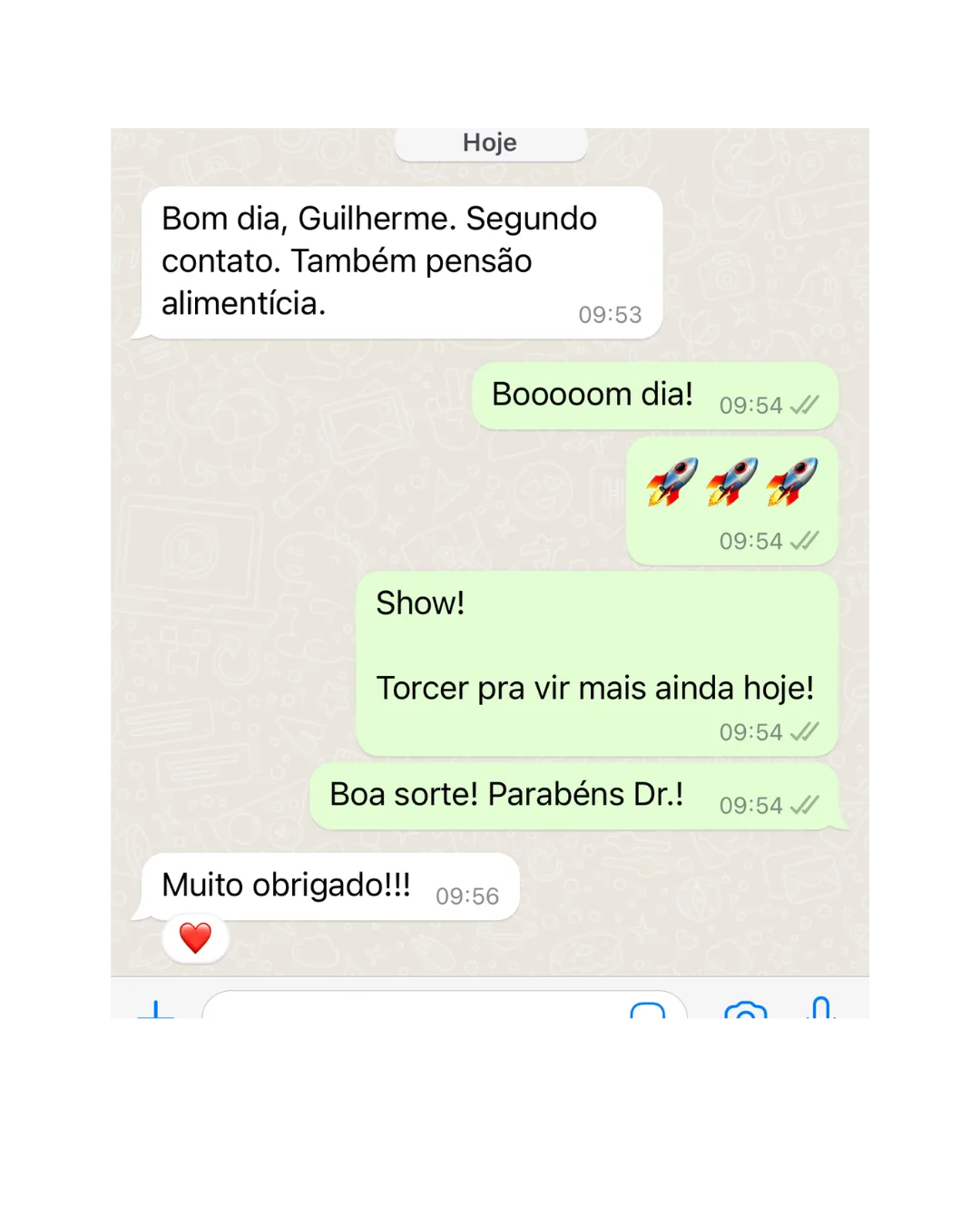 Depoimento real de cliente Motus Marketing: Posicionamento estratégico — captura de tela do WhatsApp